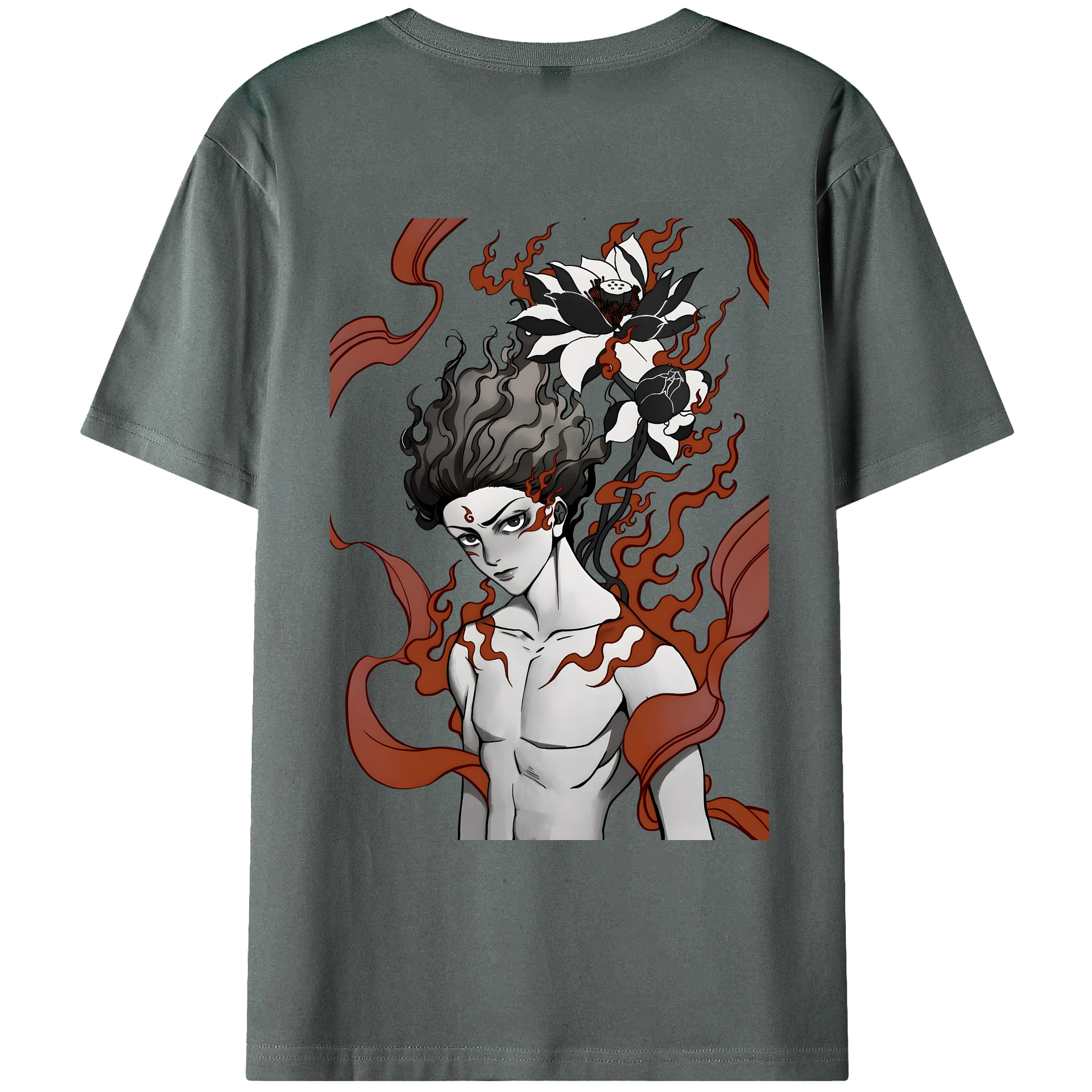 （画像用） Ne Zha 2 ナタ 魔童の大暴れ 綿100％ メンズ半袖Tシャツ（バックプリント） 通気性